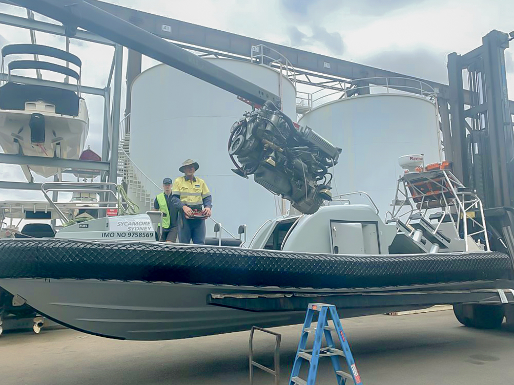 Sycamore RIB Engine Install Sydney Lifting and rigging